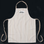 Ticking Stripe Vintage Farmhouse Mushroom Brown Schürze<br><div class="desc">Vintage Farmhouse Ticking Stripe Apron. This all over print apron will look lovely whether you're wearing it in the kitchen to cook or it's hanging on a hook waiting for you to need it. This simple design adds a touch of charm to your kitchen decor while giving you full coverage...</div>