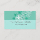 Tickle mich!  Meergrün-tadellose Pfau-Feder Visitenkarte (Rückseite)