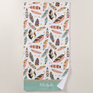 Tickle Pattern Boho Feather Strandtuch
