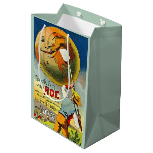 Tickle the Earth - Viktorianischer Kartendruck Mittlere Geschenktüte (Rückseite Schrägansicht)