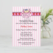 TICKLED PINK Bib Baby Girl Dusche Einladungen (Stehend Vorderseite)