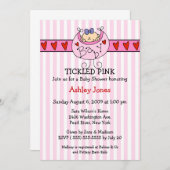 TICKLED PINK Bib Baby Girl Dusche Einladungen (Vorne/Hinten)