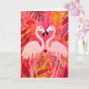 TICKLED PINK Flamingos Valentine Whimsical Funny Karte