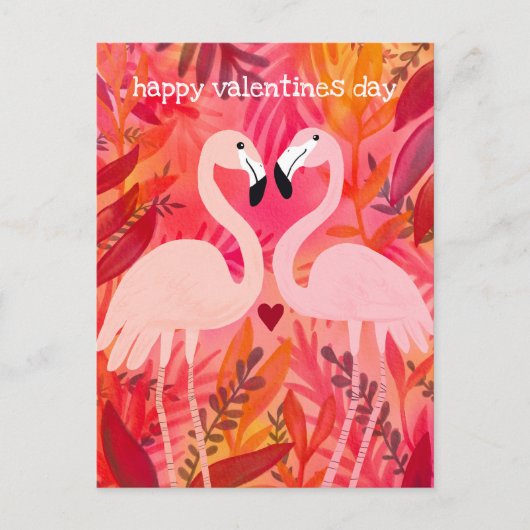 TICKLED PINK Flamingos Valentine Whimsical Niedlic Postkarte (Vorderseite)
