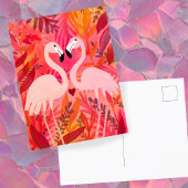 TICKLED PINK Flamingos Valentine Whimsical Niedlic Postkarte