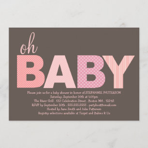 Tickled Rosa-oh Baby-moderne Babyparty Einladung