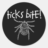 Ticks Biss! Runder Aufkleber (Vorderseite)