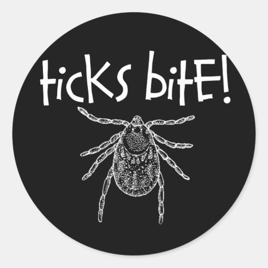 Ticks Biss! Runder Aufkleber (Vorderseite)