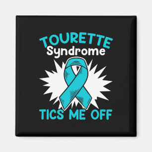 Ticks Me Off Aquamarin Ribbon Tourette Syndrom Awa Magnet