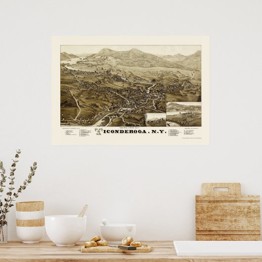 Ticonabweicha, NY Panoramic Map - 1884 Poster (Küche)