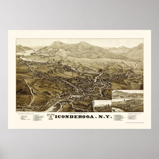 Ticonabweicha, NY Panoramic Map - 1884 Poster (Vorne)