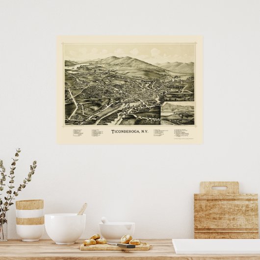 Ticonabweicha, NY Panoramic Map - 1891 Poster (Küche)
