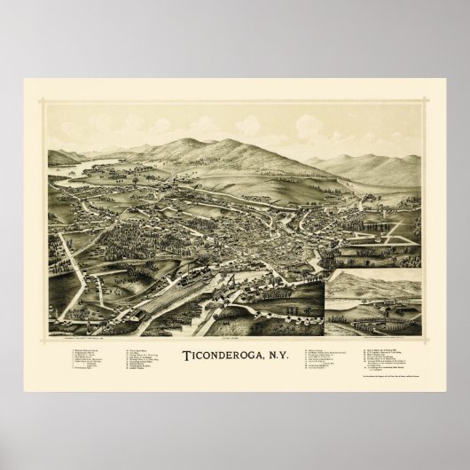 Ticonabweicha, NY Panoramic Map - 1891 Poster (Vorne)