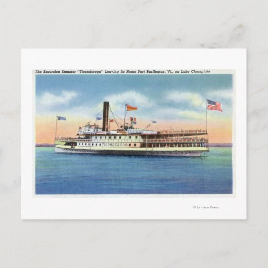 Ticonabweicha Steamer Verlassend Port Burlington, Postkarte (Vorderseite)