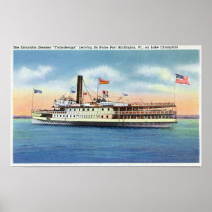 Ticonderoga Dampfer, der Hafen Burlington Poster