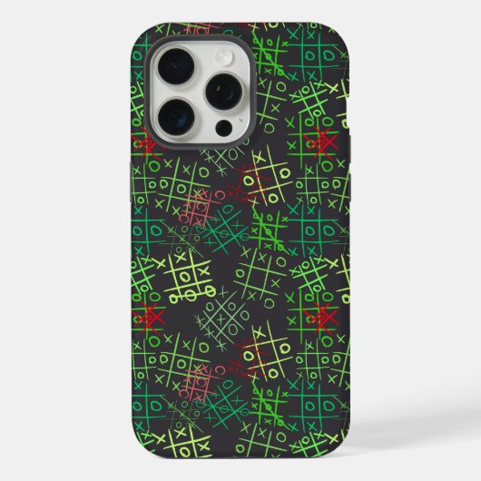 tictactoe pattern.GREEN.B2 DGrey BG iPhone Hülle (Rückseite)