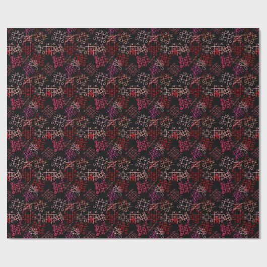 tictactoe pattern.Pink.B2 Black BG Geschenkpapier (Flach)