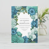 Tidal Blue, Seafoam Drift & Cloud Mint Hochzeit Einladung (Stehend Vorderseite)