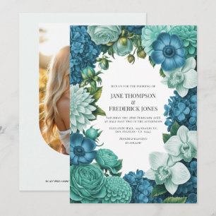 Tidal Blue, Seafoam Drift & Cloud Mint Hochzeit Einladung
