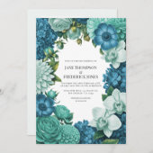 Tidal Blue, Seafoam Drift & Cloud Mint Wedding Einladung (Vorne/Hinten)