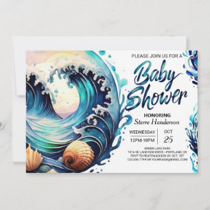 Tidal Blue Water Baby Dusche Einladung
