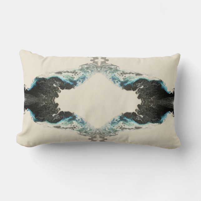 Tidal Echoes — Abstract Fluid Ink Pattern Lendenkissen (Vorderseite)