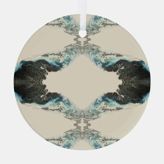 Tidal Echoes — Abstract Fluid Ink Pattern Ornament Aus Glas (Rückseite)