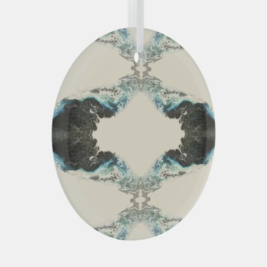 Tidal Echoes — Abstract Fluid Ink Pattern Ornament Aus Glas (Vorderseite Rechts)