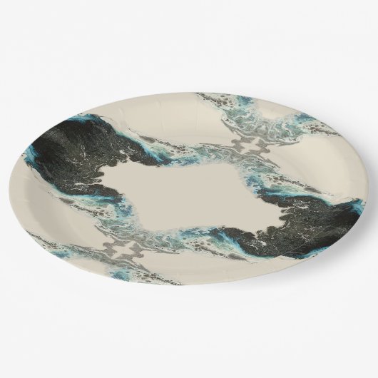Tidal Echoes — Abstract Fluid Ink Pattern Pappteller (Schrägansicht)