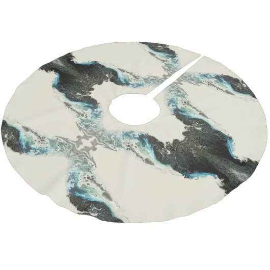 Tidal Echoes — Abstract Fluid Ink Pattern Polyester Weihnachtsbaumdecke (Schrägansicht)