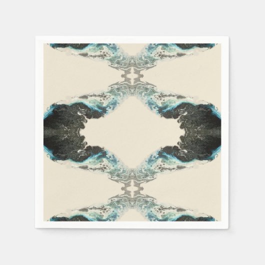 Tidal Echoes — Abstrakte flüssige Tintenschablone Serviette (Vorderseite)