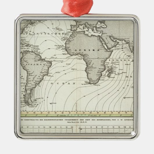 Tide-Wave-Atlas-Karte Silbernes Ornament (Vorne)