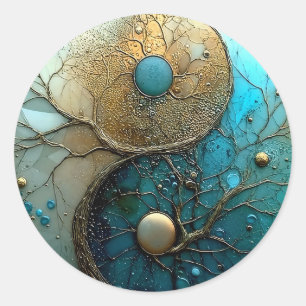 Tides of Balance Yin Yang Design Runder Aufkleber