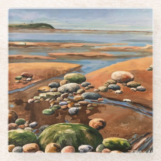 Tides Out Meeresstrand Glasuntersetzer (Vorderseite)