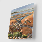 Tides Out Meeresstrand Quadratische Wanduhr (Winkel)