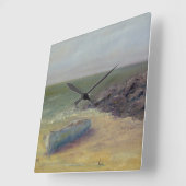 Tide's Rolling In - Boat on the Shore Quadratische Wanduhr (Winkel)