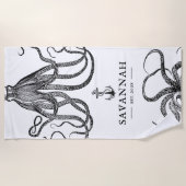 Tides Tentacles | Octopus Themed Individuelle Name Strandtuch (Vorderseite)
