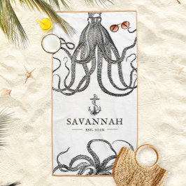 Tides Tentacles | Octopus Themed Individuelle Name Strandtuch