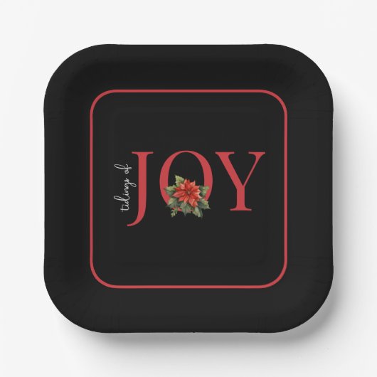 TIDINGS OF JOY RED CHRISTMAS POINSETTIA PAPPTELLER (Vorderseite)