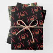 TIDINGS OF JOY RED CHRISTMAS POINSETTIA PATTERN GESCHENKPAPIER SET (Beispiel)