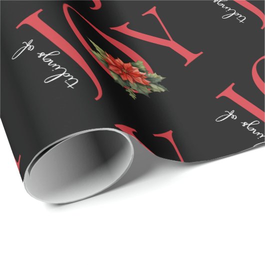 TIDINGS VON JOY RED CHRISTMAS POINSETTIA AUF SCHWA GESCHENKPAPIER (Rolleneckpunkt)