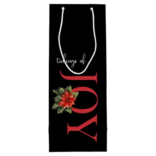 TIDINGS VON JOY RED CHRISTMAS POINSETTIA AUF SCHWA GESCHENKTÜTE FÜR WEINFLASCHEN (Rückseite)