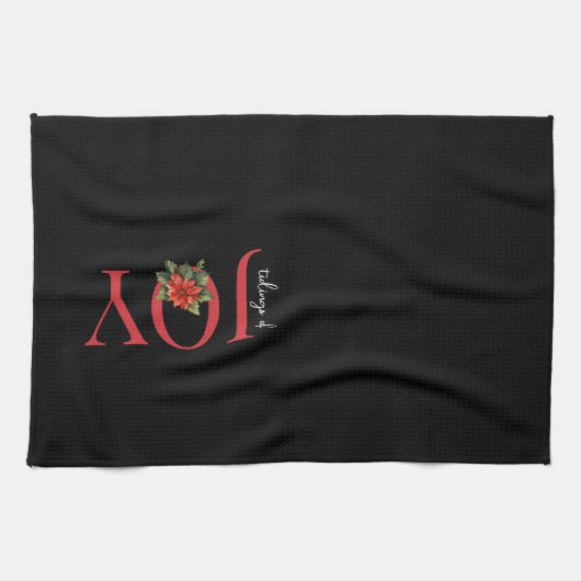 TIDINGS VON JOY RED CHRISTMAS POINSETTIA AUF SCHWA GESCHIRRTUCH (Horizontal)