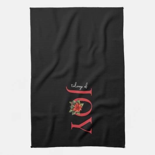 TIDINGS VON JOY RED CHRISTMAS POINSETTIA AUF SCHWA GESCHIRRTUCH (Vertikal)