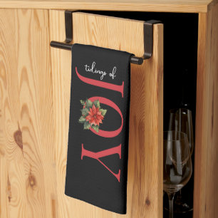 TIDINGS VON JOY RED CHRISTMAS POINSETTIA AUF SCHWA GESCHIRRTUCH