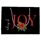TIDINGS VON JOY RED CHRISTMAS POINSETTIA AUF SCHWA GROßE GESCHENKTÜTE (Rückseite)