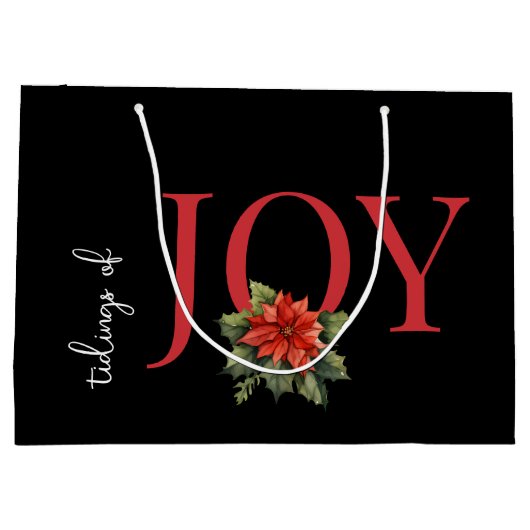 TIDINGS VON JOY RED CHRISTMAS POINSETTIA AUF SCHWA GROßE GESCHENKTÜTE (Rückseite)