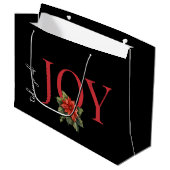 TIDINGS VON JOY RED CHRISTMAS POINSETTIA AUF SCHWA GROßE GESCHENKTÜTE (Vorderseite Schrägansicht)