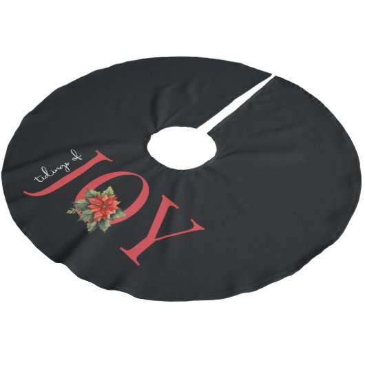 TIDINGS VON JOY RED CHRISTMAS POINSETTIA AUF SCHWA POLYESTER WEIHNACHTSBAUMDECKE (Schrägansicht)