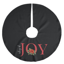 TIDINGS VON JOY RED CHRISTMAS POINSETTIA AUF SCHWA POLYESTER WEIHNACHTSBAUMDECKE